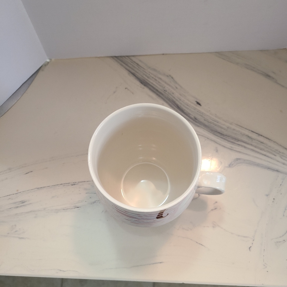 Anthropologie COFFEE TEA STYLEMUG Pink/White Floral Toile Monogram Letter t - Picture 7 of 7